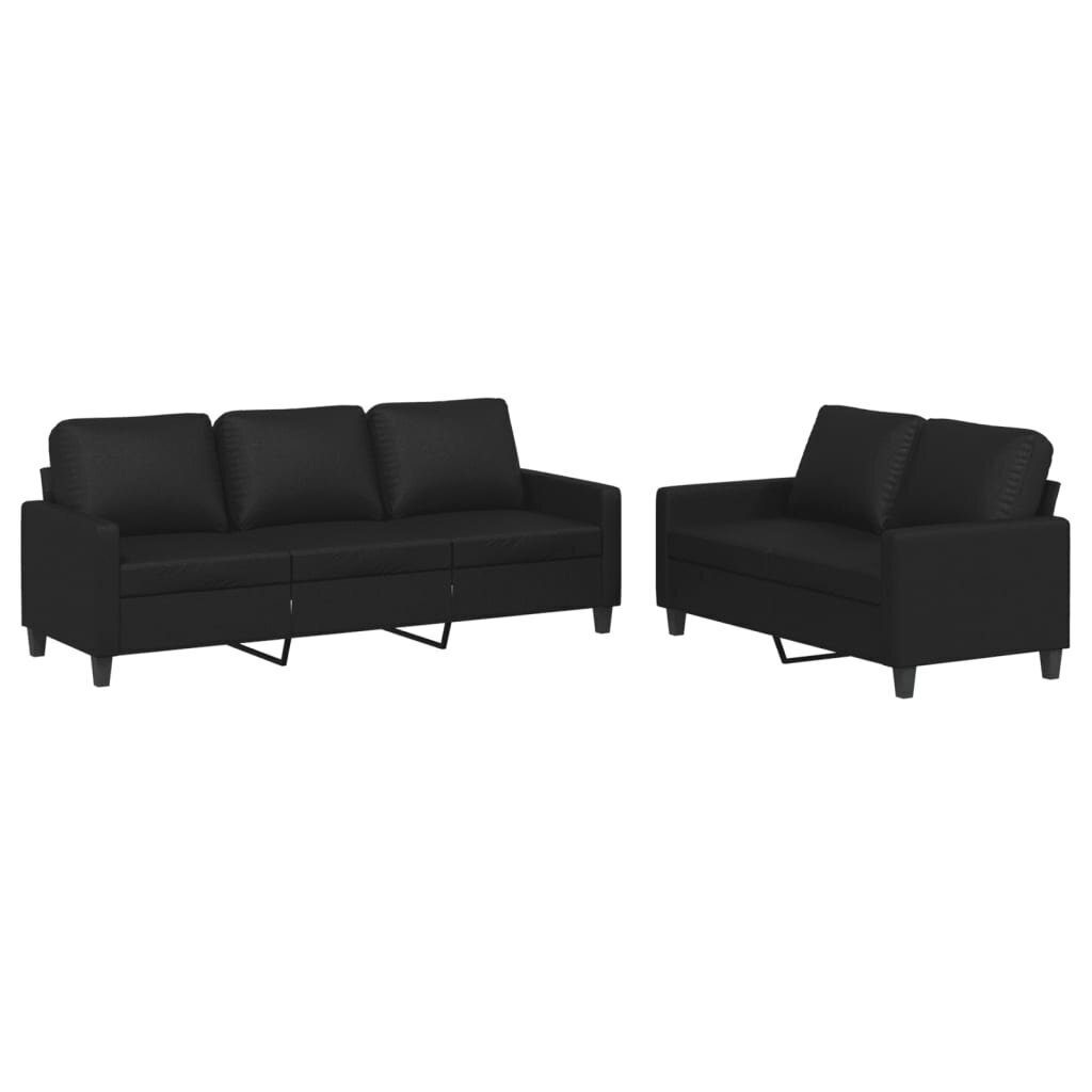 2-vu daļu dīvānu komplekts ar spilveniem vidaXL, melns cena un informācija | Dīvānu komplekti | 220.lv