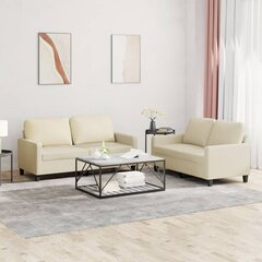 2-vu daļu dīvānu komplekts ar spilveniem vidaXL, smilšu цена и информация | Комплекты мягкой мебели | 220.lv
