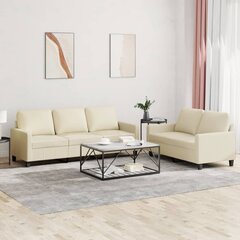 2-vu daļu dīvānu komplekts ar spilveniem vidaXL, smilšu цена и информация | Комплекты мягкой мебели | 220.lv