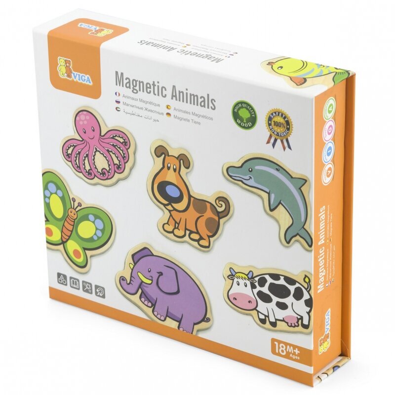 Magnētiskie koka dzīvnieki Viga, 20 gab. cena un informācija | Attīstošās rotaļlietas | 220.lv