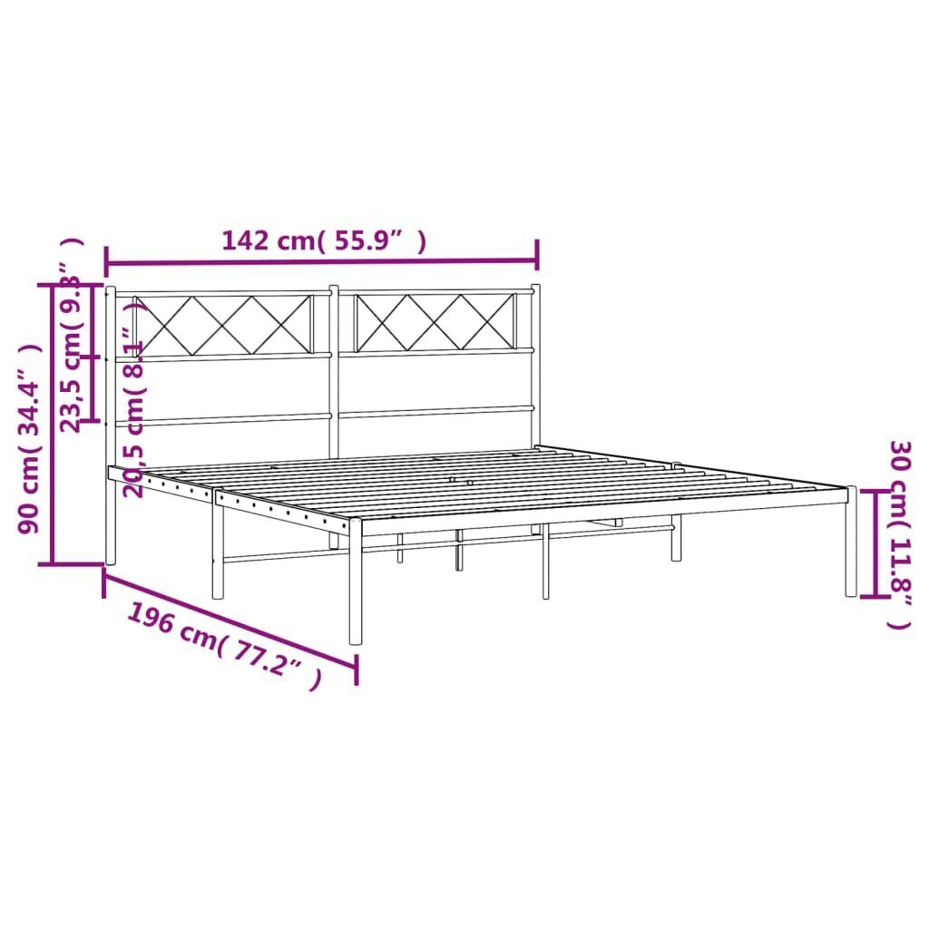 Gultas rāmis ar galvgali vidaXL, 135x190 cm, balts cena un informācija | Gultas | 220.lv