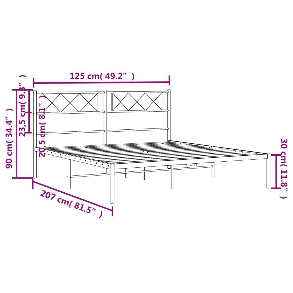 Gultas rāmis ar galvgali vidaXL, 120x200 cm, balts cena un informācija | Gultas | 220.lv