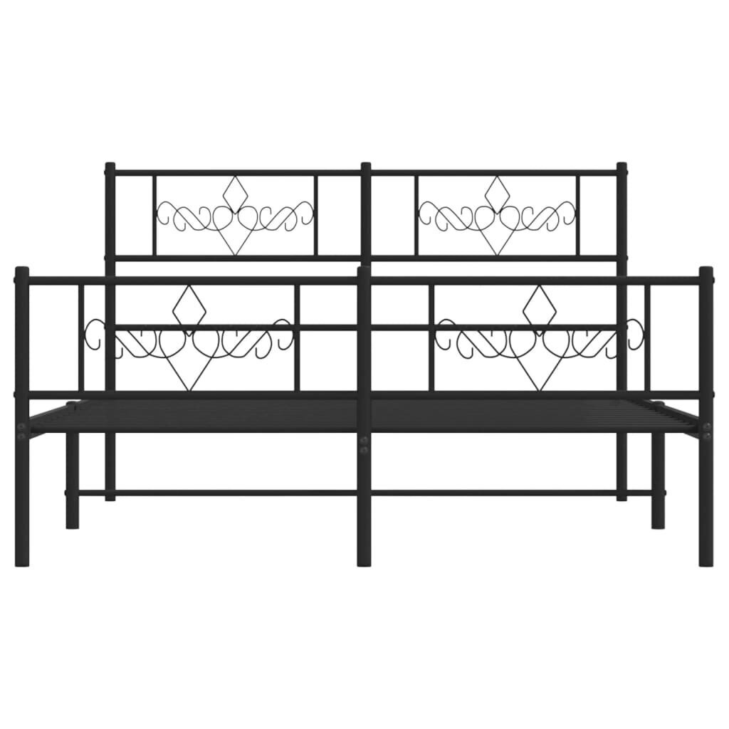 Gultas rāmis ar galvgali un kājgali vidaXL, 120x190 cm, melns cena un informācija | Gultas | 220.lv