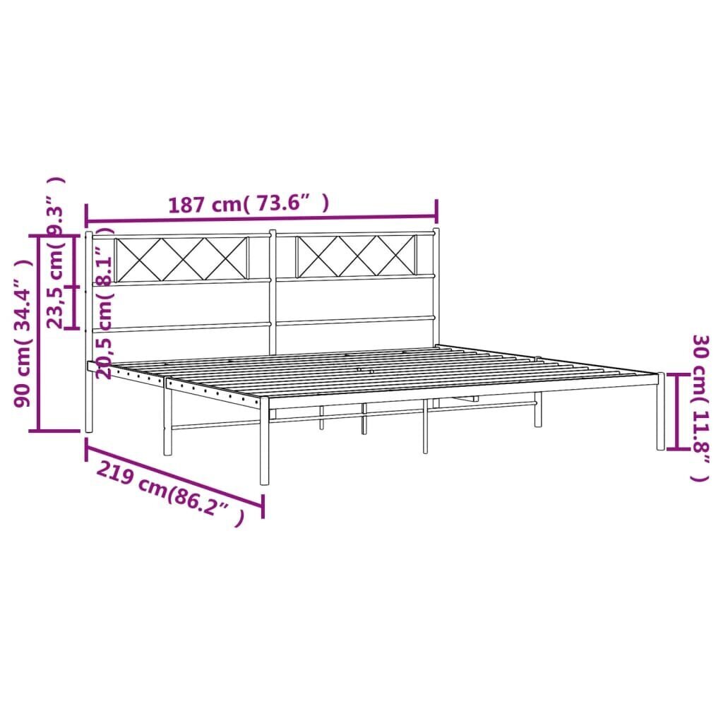 Gultas rāmis ar galvgali vidaXL, 183x213 cm, melns cena un informācija | Gultas | 220.lv