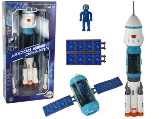 Kosmiskās raķetes komplektss Lean Toys, balta ar zilu, 12 gab. cena un informācija | Rotaļlietas zēniem | 220.lv