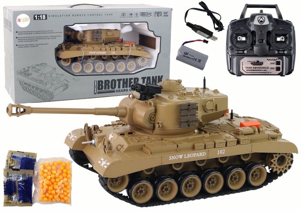 Tālvadības pults vadāms tanks Lean Toys, gaiši brūns cena un informācija | Rotaļlietas zēniem | 220.lv