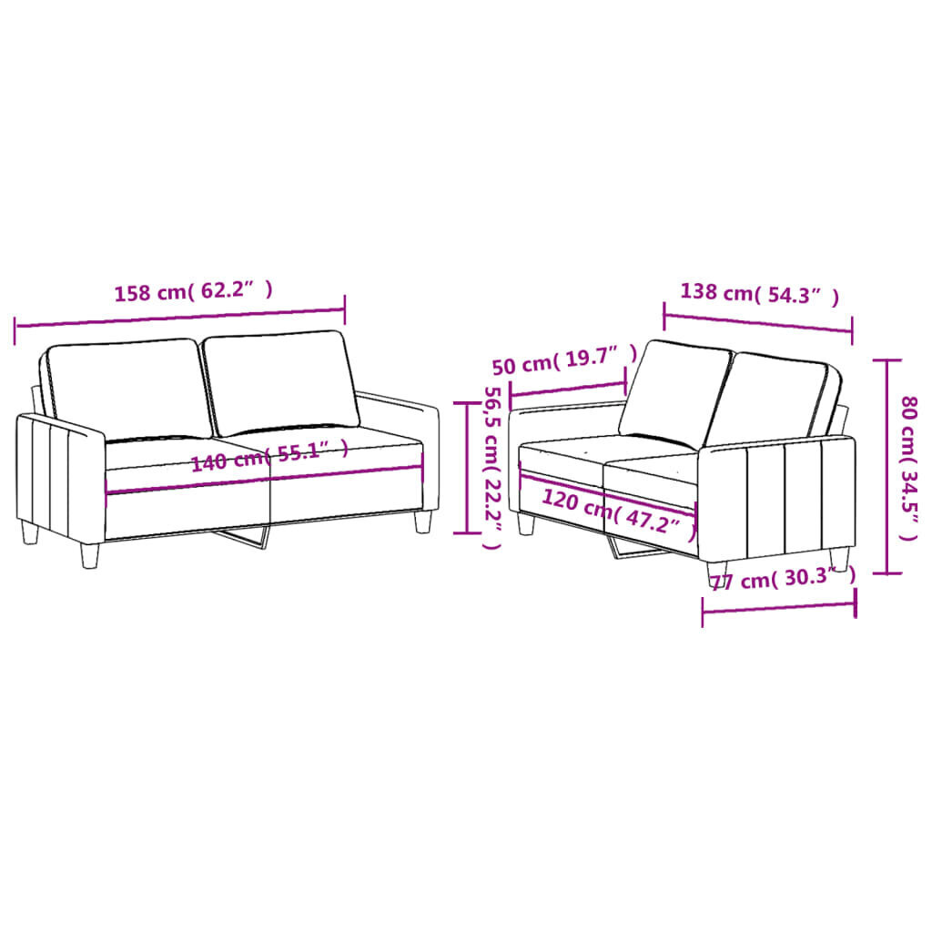 2-vu daļu dīvānu komplekts ar spilveniem, smilšu цена и информация | Dīvānu komplekti | 220.lv