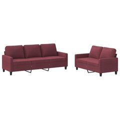 2-vu daļu dīvānu komplekts ar spilveniem, sarkans cena un informācija | Dīvānu komplekti | 220.lv