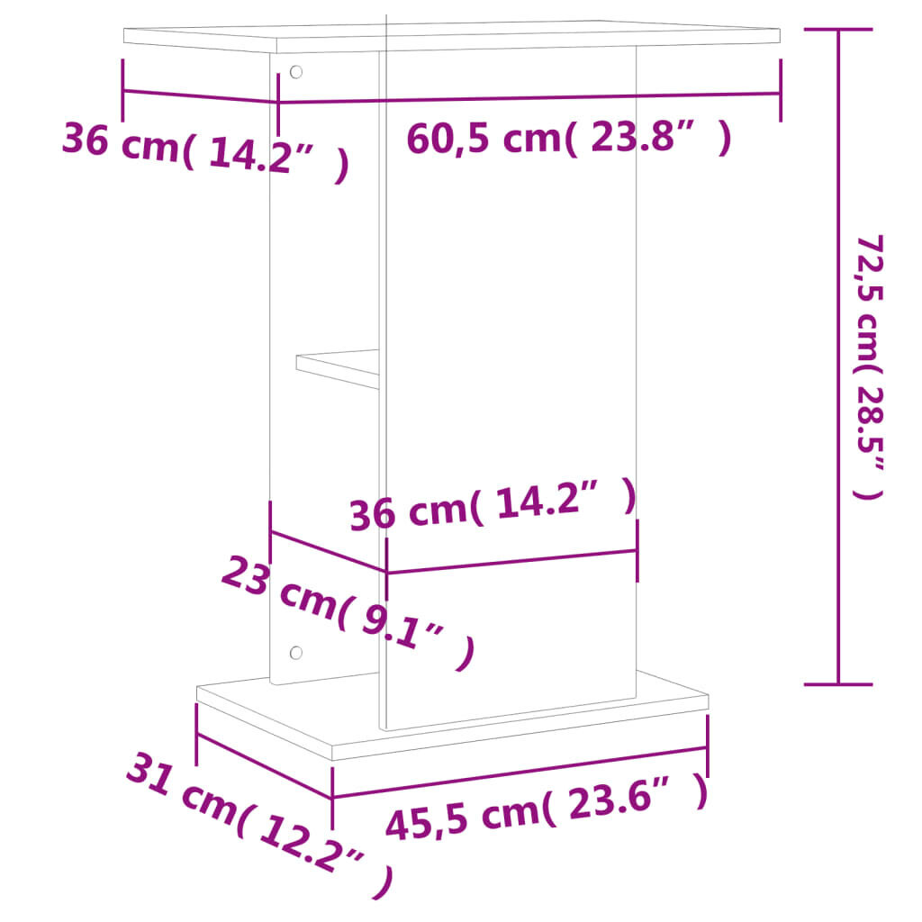 vidaXL akvārija statīvs, balts, 60,5x36x72,5 cm, inženierijas koks cena un informācija | Akvāriji un aprīkojums | 220.lv