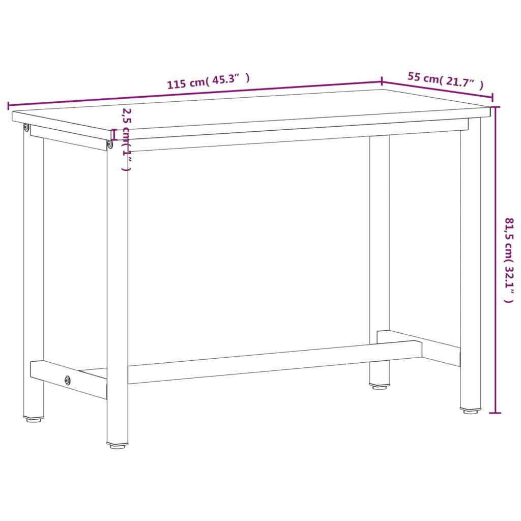 vidaXL darbagalds, 115x55x81,5 cm, dižskābarža masīvkoks un metāls цена и информация | Rokas instrumenti | 220.lv