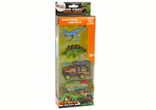 Dinozauru un auto ar piekabes komplekts, oranžs cena un informācija | Rotaļlietas zēniem | 220.lv