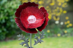 Dārza piederums "Red Poppy" ar saules lampu цена и информация | Декоры для сада | 220.lv