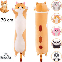 Плюшевая длинная подушка Кошка HappyJoe, коричневая 70 см цена и информация | Мягкие игрушки | 220.lv