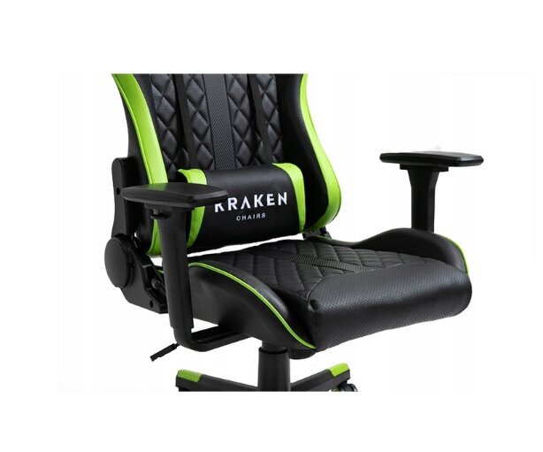 Grozāmais spēļu krēsls, Helios, Kraken krēsli, zaļš/melns цена и информация | Biroja krēsli | 220.lv