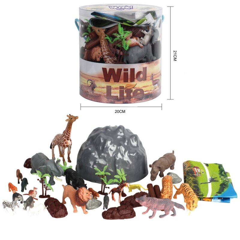 safari dzīvnieku figūriņu komplekts Woopie, 34 gab. cena un informācija | Rotaļlietas zēniem | 220.lv