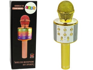 Mikrofons ar skaļruņiem un ierakstīšanas funkciju Lean Toys WS-858, zelta krāsā cena un informācija | Attīstošās rotaļlietas | 220.lv