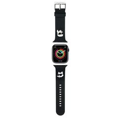 Karl Lagerfeld Pasek KLAWLSLKCNK Apple Watch 42|44|45|49mm czarny|black strap 3D Rubber Karl&Choupette Heads цена и информация | Аксессуары для смарт-часов и браслетов | 220.lv