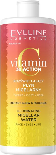 Micelārais ūdens Eveline C vitamin 3xAction, 500ml cena un informācija | Sejas ādas kopšana | 220.lv