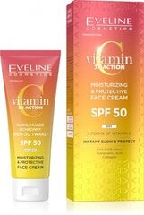 EVELINE C vitamin 3xAction mitrinošs dienas krēms sejas ādai SPF 50, 30ml цена и информация | Наносите на чистую кожу лица. Подержите около 10-15 минут и смойте водой. | 220.lv