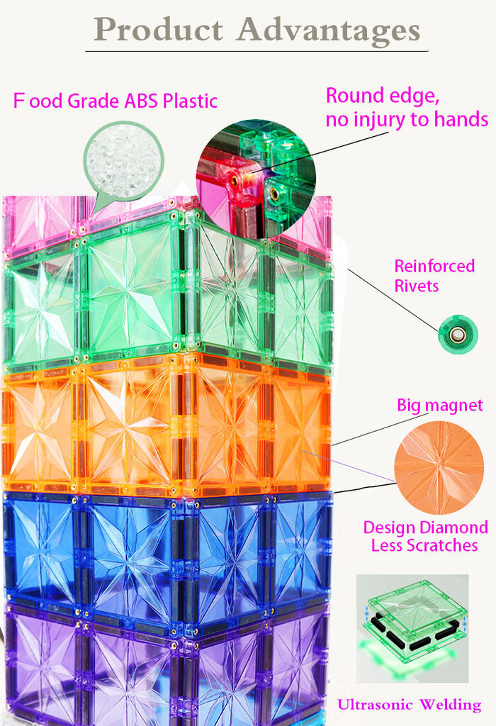3D magnētiskais konstruktors, 66 d + uzlīmju komplekts цена и информация | Konstruktori | 220.lv