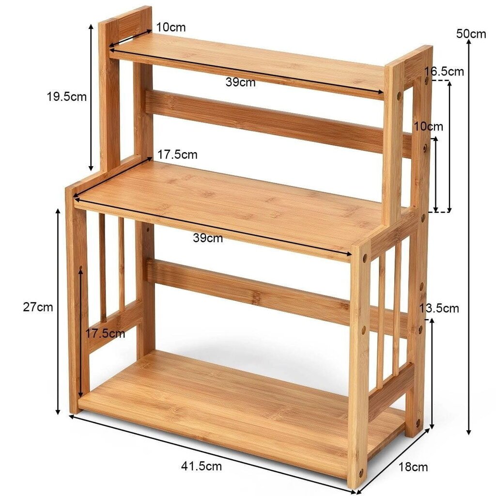 Garšvielu plaukts Costway, 41,5 x 18 x 50 cm, brūns cena un informācija | Virtuves furnitūra | 220.lv