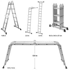 Tērauda/alumīnija trepes 4x3 (3,4m) цена и информация | Стремянки | 220.lv