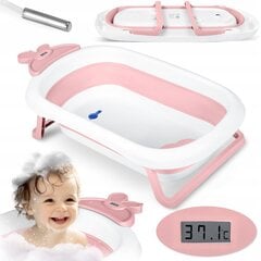Saliekama bērnu vanna ar termometru 728200, rozā cena un informācija | Mazuļa mazgāšana | 220.lv