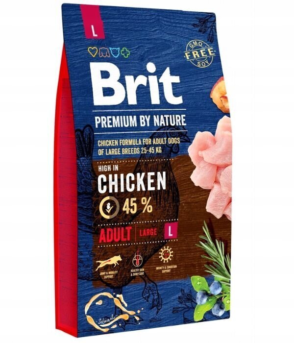 Brit Premium By Nature lieliem suņiem, ar vistu, 9 kg cena un informācija | Sausā barība suņiem | 220.lv