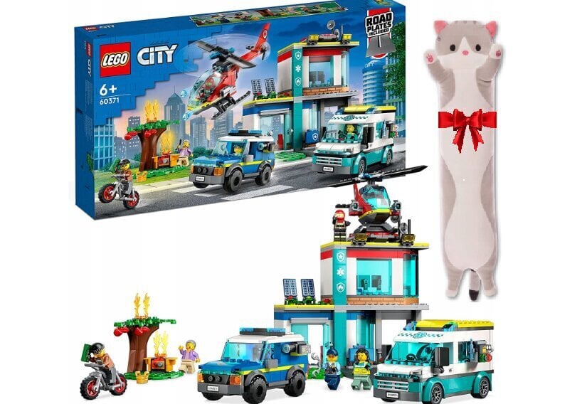 60371 Lego City avārijas transportlīdzekļa komplekts un plīša spilvena kaķis cena un informācija | Konstruktori | 220.lv