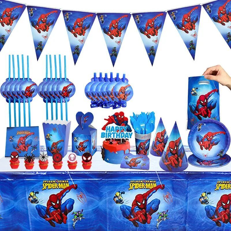 Vienreizlietojamie trauku komplekts Zirnekļcilvēks Spiderman, 60 gab. cena un informācija | Vienreizējie trauki | 220.lv