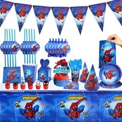 Vienreizlietojamie trauku komplekts Zirnekļcilvēks Spiderman, 61gab. цена и информация | Праздничная одноразовая посуда | 220.lv