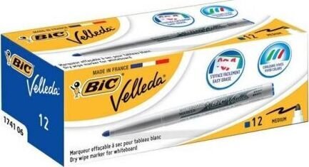 Izdzēšams marķieris Bic, zils, 12 gab. cena un informācija | Kancelejas preces | 220.lv