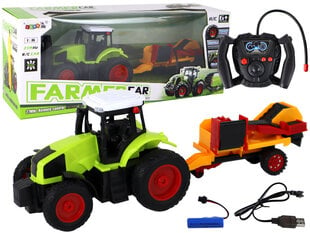 Tālvadības pults vadāms traktors ar piekabi, 1:16 cena un informācija | Rotaļlietas zēniem | 220.lv