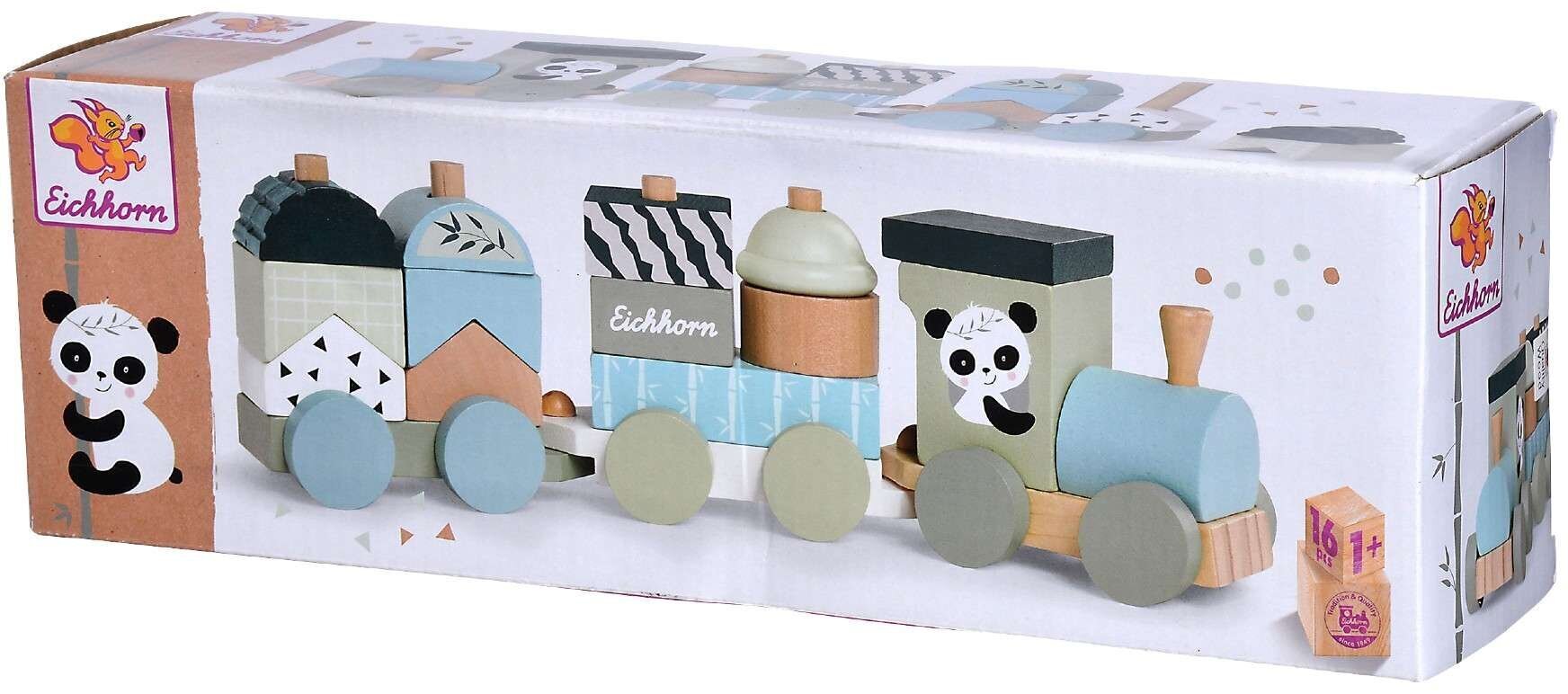 Koka klucīšu vilciens Eichhorn, 16 elementi цена и информация | Rotaļlietas zīdaiņiem | 220.lv
