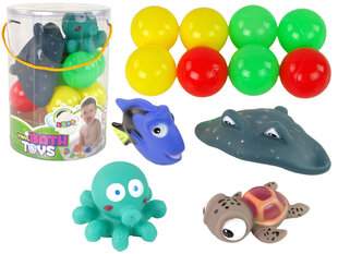 Gumijas vannas rotaļlietu komplekts Lean Toys, 12.gab. cena un informācija | Rotaļlietas zīdaiņiem | 220.lv