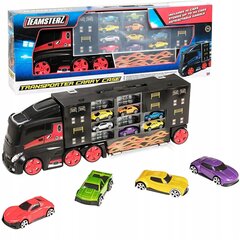 Kravas automašīna ar 10 automašīnām, melna/sarkana cena un informācija | Rotaļlietas zēniem | 220.lv