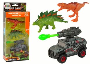 Dinozauru figūriņas un automašīnas komplekts Lean Toys, zaļš cena un informācija | Rotaļlietas zēniem | 220.lv