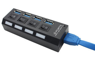 USB-разветвитель с переключателями 4X, USB 3.0 цена и информация | Адаптеры и USB разветвители | 220.lv