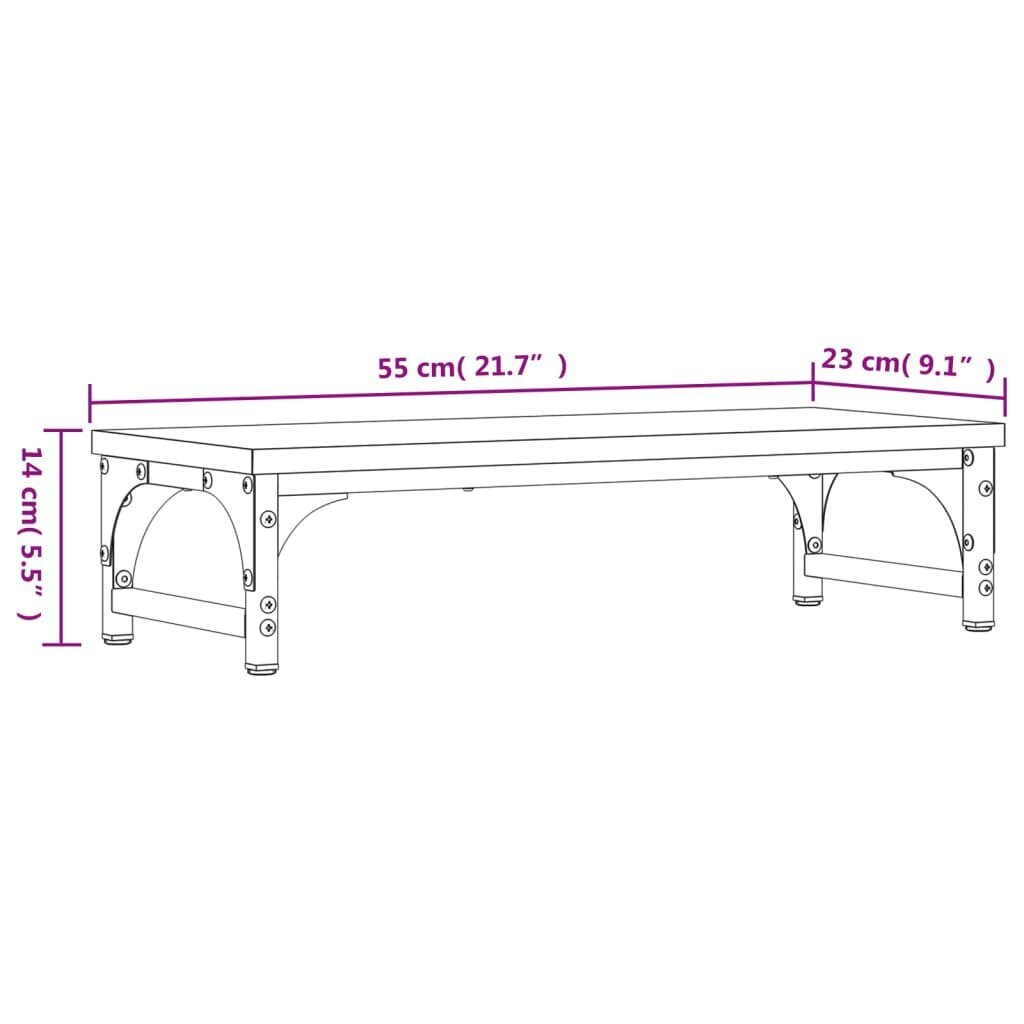 Monitora paliktnis vidaXL, 55x23x14 cm, pelēks cena un informācija | Monitora turētāji | 220.lv