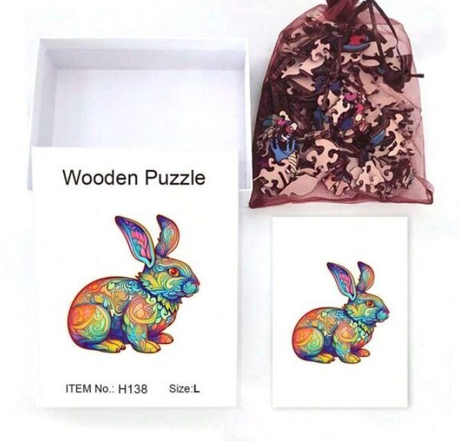 Koka galda mozaīka Trusis Wooden Puzzle, 152d. цена и информация | Puzles, 3D puzles | 220.lv