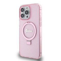 Guess IML Ring Stand Glitter MagSafe Case for iPhone 15 Pro Max Pink цена и информация | Чехлы для телефонов | 220.lv