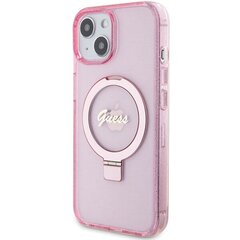 Guess GUHMP15MHRSGSP iPhone 15 Plus 6.7" różowy|pink hardcase Ring Stand Script Glitter MagSafe cena un informācija | Telefonu vāciņi, maciņi | 220.lv