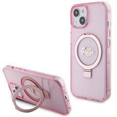 Guess GUHMP15MHRSGSP iPhone 15 Plus 6.7" różowy|pink hardcase Ring Stand Script Glitter MagSafe цена и информация | Чехлы для телефонов | 220.lv