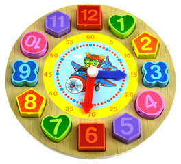 Деревянные часы-пазл, диаметр 18 см цена и информация | Развивающие игрушки | 220.lv