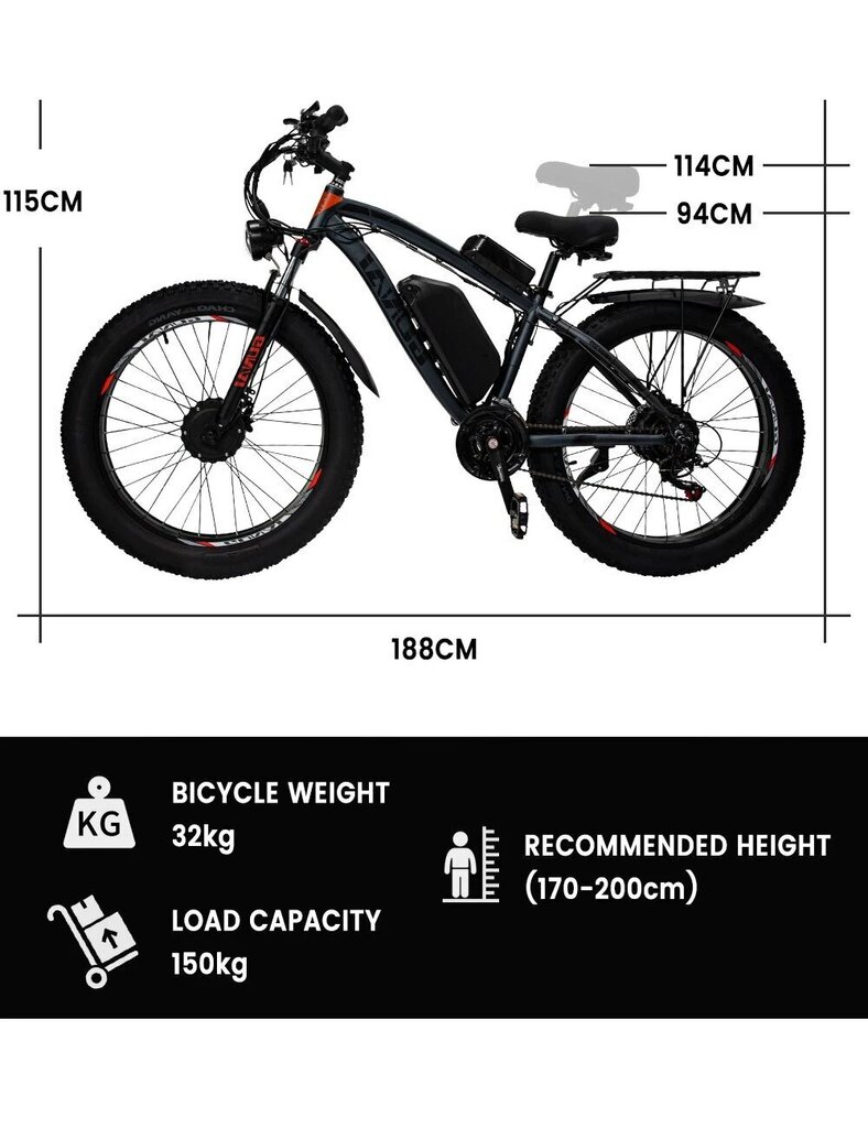 Elektriskais velosipēds Gunai GN88, melns cena un informācija | Elektrovelosipēdi | 220.lv