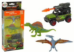 Dinozauru figūriņas un automašīnas komplekts Lean Toys , oranžs cena un informācija | Rotaļlietas zēniem | 220.lv