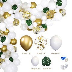 Balonu garland 90 gab. - balts zelts + lapas cena un informācija | Baloni | 220.lv