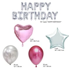 Dzimšanas dienas balonu komplekts - sudrabs - rozā 85 gab. цена и информация | Шарики | 220.lv