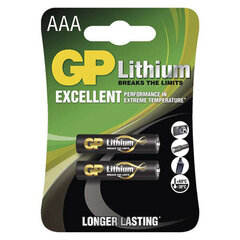 Baterijas GP AAA lithium 2 gab. cena un informācija | Baterijas | 220.lv