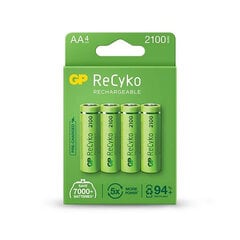 Uzlādējamas baterijas GP ReCyko AA 2100mAh NiMh 4 gab. цена и информация | Батарейки | 220.lv